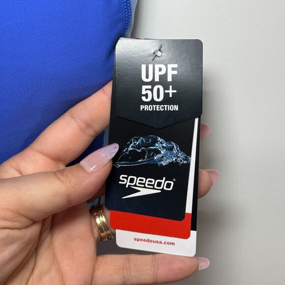 Speedo Womens Size 6 Hyper Blue‎ Racing Cut One-Piece Swimsuit HydroBra UPF 50+ - Picture 10 of 13